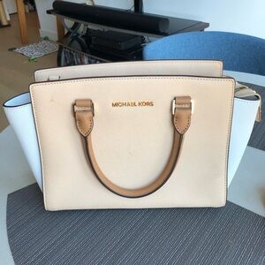 Michael Kors Cream and White Satchel